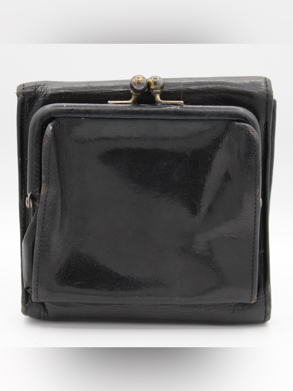 Coach Black Trifold Leather Men's Kiss-Lock Coin Wallet